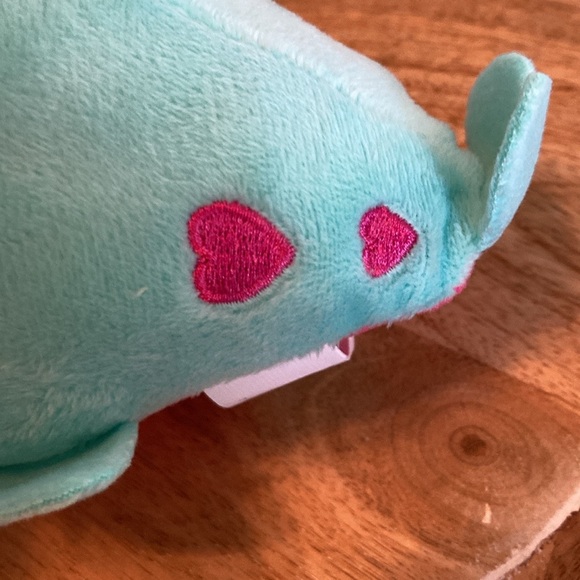 Narwhal plushie set NEW aqua with pink embroidered hearts whale with tooth x6 - Picture 14 of 17